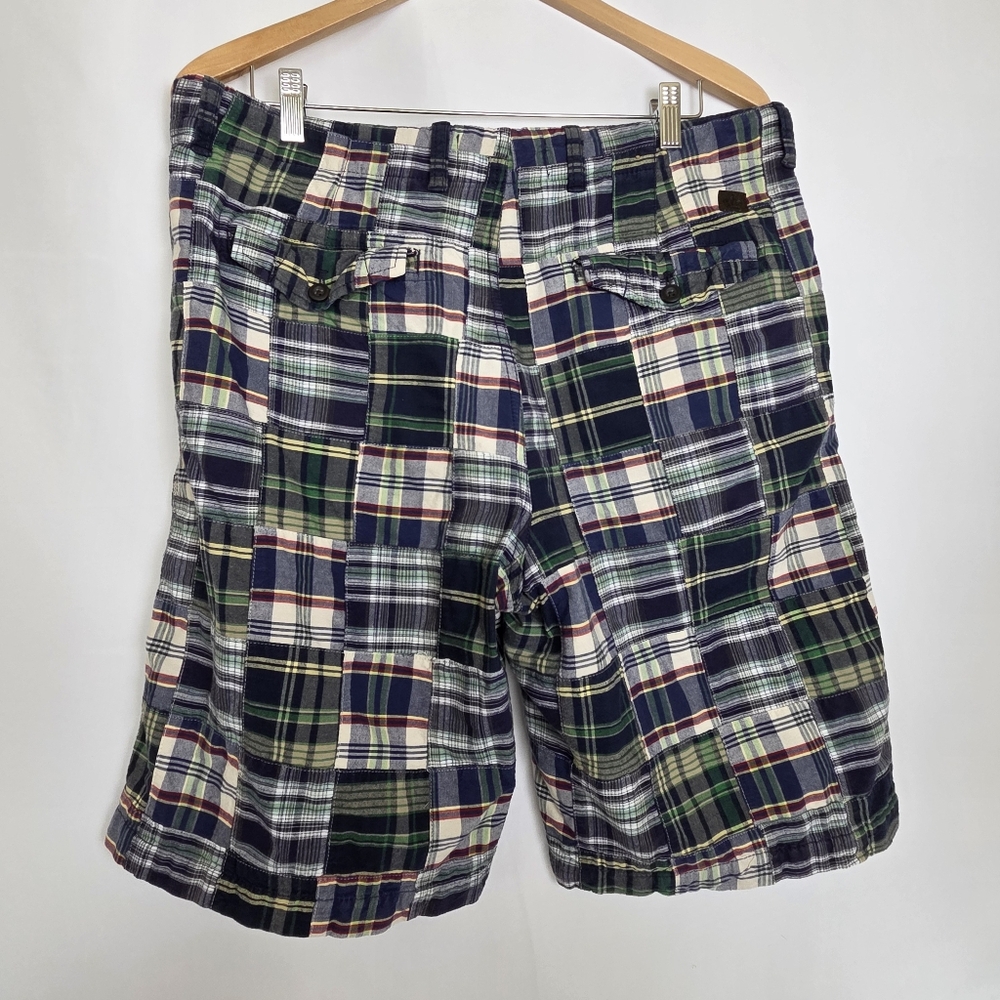 Cluett Patchwork Plaid Madras Cotton Men's Shorts 36 - Picture 2 of 12